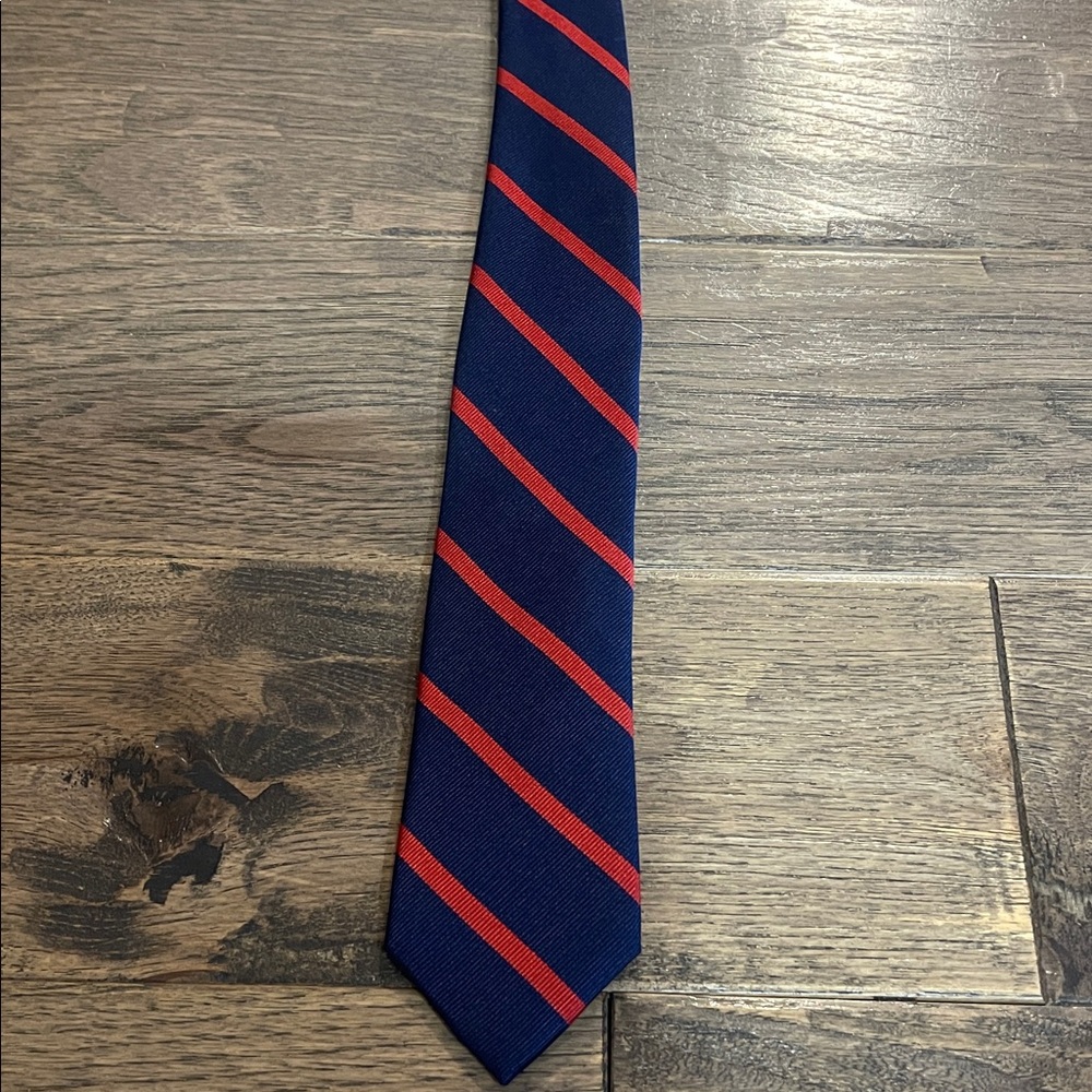 The Tie Bar Classic Blue and Red Striped Tie